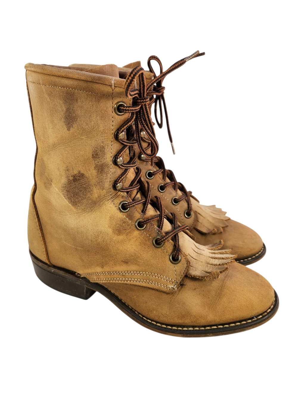 LAREDO 112 KILTIE ROPER GRANNY LACEUP GOTH WOMEN NUBUCK BROWN BOOTS SZ 6.5 M